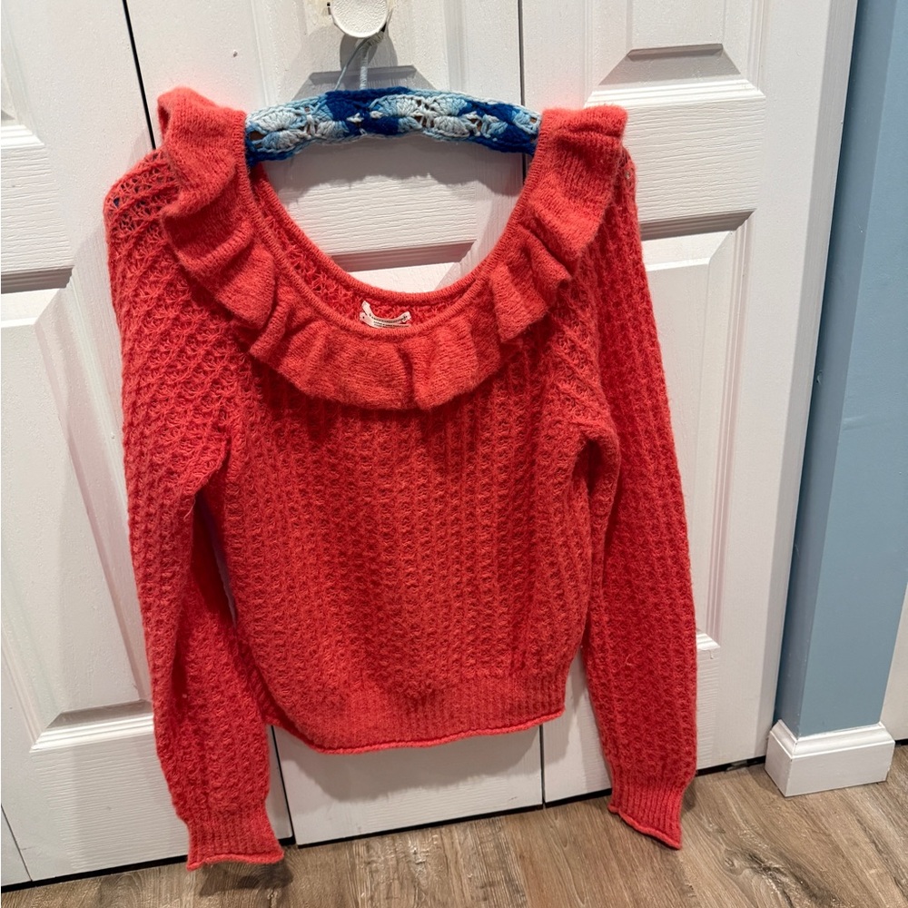 Anthropologie Vibrant coral Textured Sweater in ladies Medium.